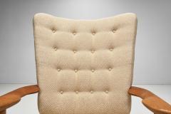 Guillerme et Chambron Set Of Oaken Grand Repos Lounge Chairs by Guillerme et Chambron France 1950s - 3612554