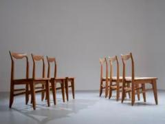 Guillerme et Chambron Set of 6 Guillerme et Chambron Dining Chairs in Oak France 1960s - 3927823