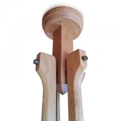 Guillerme et Chambron Solid Oak Four Lights Chandelier by Guillerme Chambron France 1960s - 801790