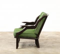 Guillerme et Chambron Stained Elm Gregoire Armchair by Guillerme et Chambron France c 1960 - 3418205