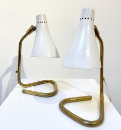 Guiseppe Ostuni Pair of Mid Century Brass Table Lamps by Guiseppe Ostuni - 2460076