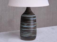 Gunnar Borg Gunnar Borg Green and Teal Striped Ceramic Table Lamp Sweden 1960s - 4060801