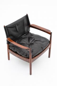 Gunnar Myrstrand Scandinavian Leather and Rosewood Lounge Chairs by Gunnar Myrstrand Sweden - 1247493