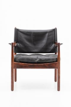 Gunnar Myrstrand Scandinavian Leather and Rosewood Lounge Chairs by Gunnar Myrstrand Sweden - 1247496