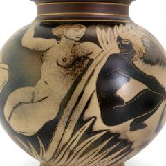 Gunnar Nylund GUNNAR NYLUND FLAMBE VASE WITH FEMALE FIGURES IN FAUNA FOR ALP 1930S SWEDEN - 2575589