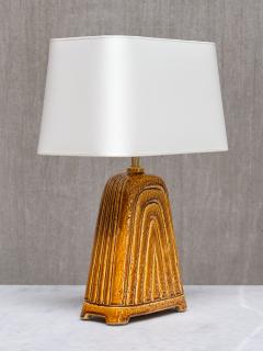Gunnar Nylund Gunnar Nylund Mustard Yellow Chamotte Table Lamp R rstrand Sweden 1950s - 4203677
