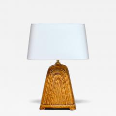 Gunnar Nylund Gunnar Nylund Mustard Yellow Chamotte Table Lamp R rstrand Sweden 1950s - 4203860