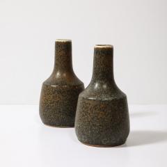 Gunnar Nylund Pair of Mid Century Speckled Umber Glazed Vases by Gunnar Nylund for R rstrand - 3752580