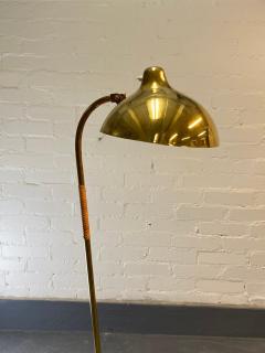 Gunnel Nyman Exceedingly Rare Gunnel Nyman Brass Rattan Floor Lamp Model 62044 Idman 1940s - 4018467