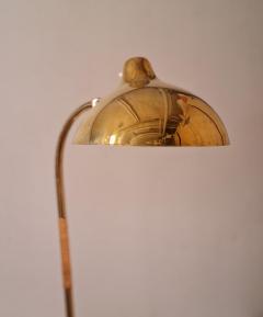 Gunnel Nyman Exceedingly Rare Gunnel Nyman Brass Rattan Floor Lamp Model 62044 Idman 1940s - 4018474