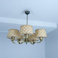 Gunnel Nyman Gunnel Nyman Pendant 51057 Brass Wood Paper String Shades Idman 1940s - 4326012