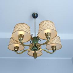 Gunnel Nyman Gunnel Nyman Pendant 51057 Brass Wood Paper String Shades Idman 1940s - 4326013