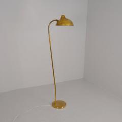 Gunnel Nyman Modernist Gunnel Nyman Brass Rattan Floor Lamp Model 62044 Idman 1940s - 4508752
