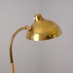 Gunnel Nyman Modernist Gunnel Nyman Brass Rattan Floor Lamp Model 62044 Idman 1940s - 4508753