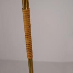 Gunnel Nyman Modernist Gunnel Nyman Brass Rattan Floor Lamp Model 62044 Idman 1940s - 4508756