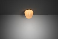 Gunnel Nyman Opal Glass Ceiling Lamp by Gunnel Nyman Attr for Idman Finland 1950s - 4563199