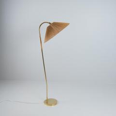 Gunnel Nyman Rare Gunnel Nyman Brass Rattan Floor Lamp Model No 62043 by Idman 1940s - 4237859