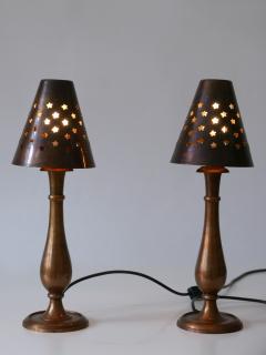 Gunther Lambert Set of Two Mid Century Modern Brass Side Table Lamps by Lambert Germany 1970s - 3678922