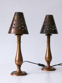 Gunther Lambert Set of Two Mid Century Modern Brass Side Table Lamps by Lambert Germany 1970s - 3678925