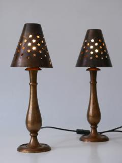 Gunther Lambert Set of Two Mid Century Modern Brass Side Table Lamps by Lambert Germany 1970s - 3678926