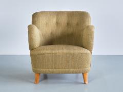 Gustav Axel Berg Sculptural Pair of Gustav Axel Berg Armchairs in Beech and Wool Sweden 1940s - 3346968