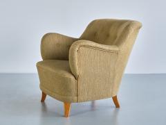 Gustav Axel Berg Sculptural Pair of Gustav Axel Berg Armchairs in Beech and Wool Sweden 1940s - 3346971