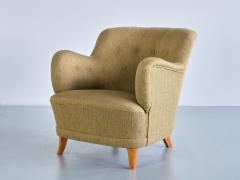 Gustav Axel Berg Sculptural Pair of Gustav Axel Berg Armchairs in Beech and Wool Sweden 1940s - 3346973