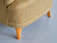 Gustav Axel Berg Sculptural Pair of Gustav Axel Berg Armchairs in Beech and Wool Sweden 1940s - 3346976