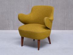 Gustav Axel Berg Set of 3 Gustaf Axel Berg Attributed Armchairs Birch and Chartreuse Wool 1940s - 3821769