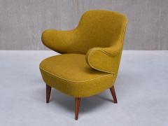 Gustav Axel Berg Set of 3 Gustaf Axel Berg Attributed Armchairs Birch and Chartreuse Wool 1940s - 3821771