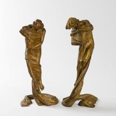 Gustav Gurschner Austrian Jugendstil Bronze Candelsticks - 216949
