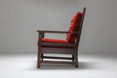 Gustav Stickley Gustav Stickley Oak Armchair with Red Velvet 1900s - 1382544