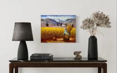 Gustave Cariot A Farmerette on a Wheat Field Landscape Painting Framed and Signed - 2950948