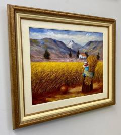 Gustave Cariot A Farmerette on a Wheat Field Landscape Painting Framed and Signed - 2950950