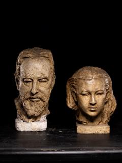 Gustave Fontaine Collection of 9 plaster Model heads by Gustave Fontaine 1877 1952  - 4266651