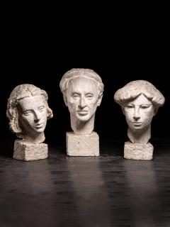 Gustave Fontaine Collection of 9 plaster Model heads by Gustave Fontaine 1877 1952  - 4266654