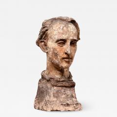 Gustave Fontaine Sculptured polychromed Male modelled Head from artist workshop  - 2440612