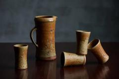 Gustave Tiffoche Ceramic Goblets and Pitcher By Gustave Tiffoche France 1970s - 3909086