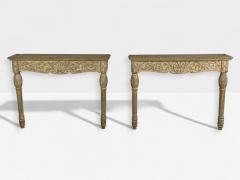 Gustavian Grey Paint Pine Paint Decorated Wall Mounted Consoles Sweden 1950s - 4413746