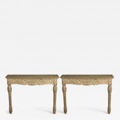 Gustavian Grey Paint Pine Paint Decorated Wall Mounted Consoles Sweden 1950s - 4413940