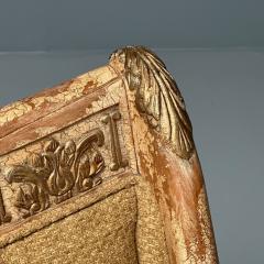 Gustavian Italian Renaissance Style Chair Burlap Distressed Paint Giltwood - 3542887