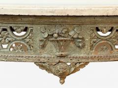 Gustavian Louis XI Painted Wood Marble Demilune Console Table France 1780 - 4102763