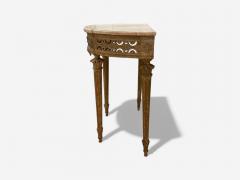 Gustavian Louis XI Painted Wood Marble Demilune Console Table France 1780 - 4102765