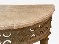 Gustavian Louis XI Painted Wood Marble Demilune Console Table France 1780 - 4102766