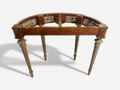 Gustavian Louis XI Painted Wood Marble Demilune Console Table France 1780 - 4102769