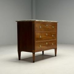 Gustavian Louis XVI Style Commode Mahogany Marble Brass Sweden 1980s - 3634197
