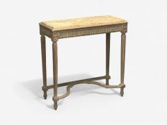 Gustavian Louis XVI Style Console Tables Distressed Grey Wood Marble France - 3976894