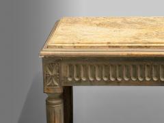 Gustavian Louis XVI Style Console Tables Distressed Grey Wood Marble France - 3976896