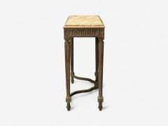 Gustavian Louis XVI Style Console Tables Distressed Grey Wood Marble France - 3976897