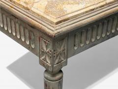 Gustavian Louis XVI Style Console Tables Distressed Grey Wood Marble France - 3976898